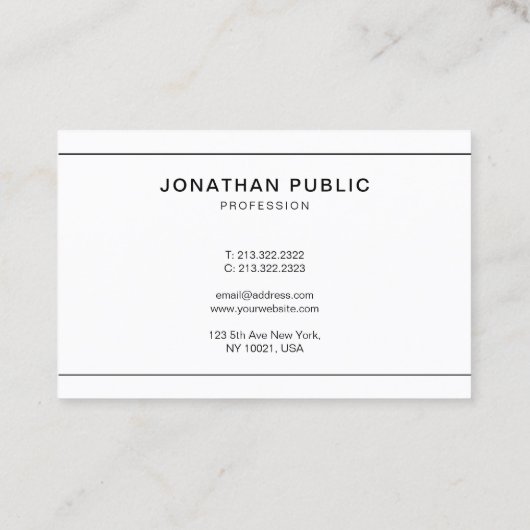 プロフェッショナルシンプルテンプレートミニマモダンリスト 名刺 (裏面)