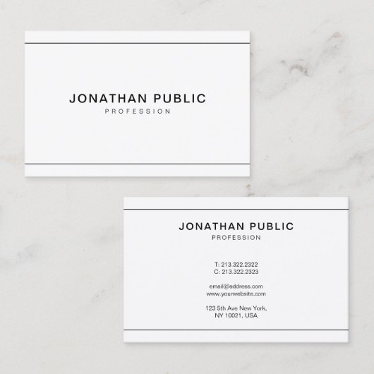 プロフェッショナルシンプルテンプレートミニマモダンリスト 名刺 (正面/裏面)