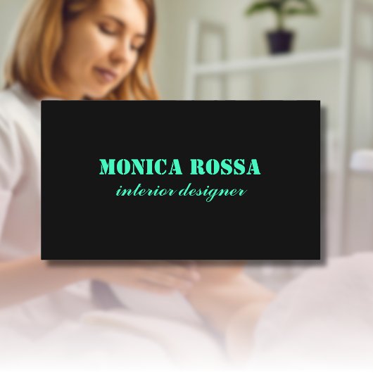 プロフェッショナルシンプルネオンモダンティール（緑がかった色）ブラック 名刺