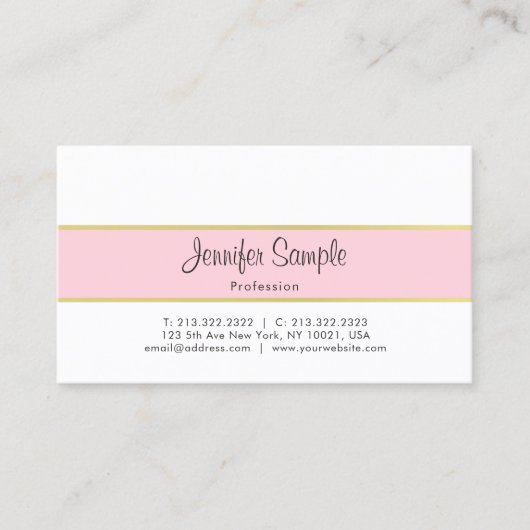 プロフェッショナルシンプルピエレガントンク金ゴールドプレーントレンディー 名刺 (正面)