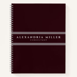 プロフェッショナルシンプルブモダンルガンディ&グレイストライプ ノートブック