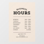 プロフェッショナルシンプルブラックオンベージュビジネスアワー ウィンドウサイン (シート)