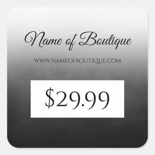プロフェッショナルシンプルブラックブティックプライスラベル スクエアシール (正面)