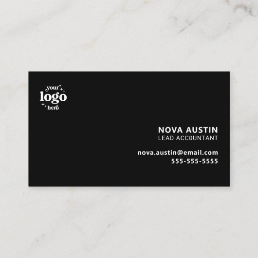 プロフェッショナルシンプルブラックミニマルデザインロゴ 名刺 (正面)