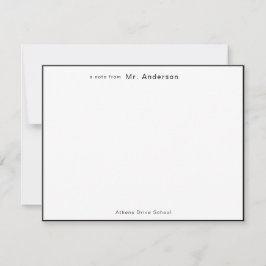 プロフェッショナルシンプルブラック縁ど先生フラット ノートカード