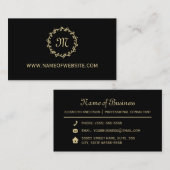 プロフェッショナルシンプルブラック金ゴールドモノグラエレガントム 名刺 (正面/裏面)