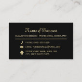 プロフェッショナルシンプルブラック金ゴールドモノグラエレガントム 名刺 (裏面)