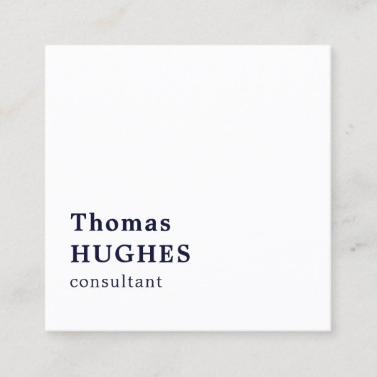 プロフェッショナルシンプルブルーエレガントホワイトコンサルタント スクエア名刺 (正面)