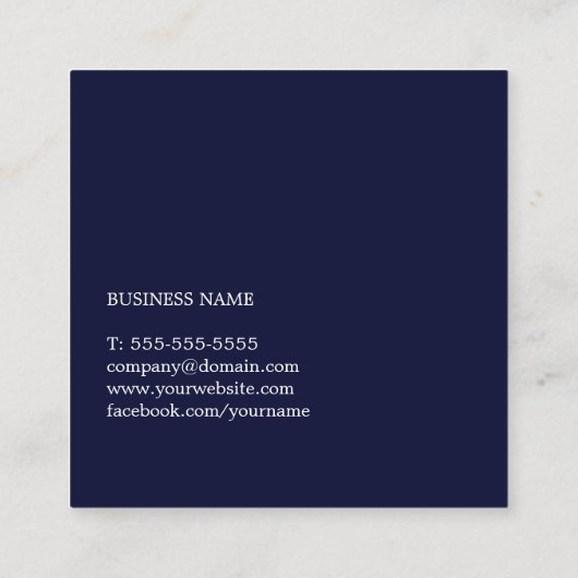 プロフェッショナルシンプルブルーエレガントホワイトコンサルタント スクエア名刺 (裏面)