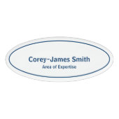 プロフェッショナルシンプルブルーホワイトネーム専門性楕円 名札 (正面)