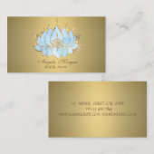 プロフェッショナルシンプルブルーロータス金ゴールド 名刺 (正面/裏面)