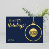 プロフェッショナルシンプルブルー金ゴールドカスタムロゴ 箔シーズンカード (立ち正面)