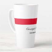 プロフェッショナルシンプルプレインレッドホワイト カフェラテマグ (左アングル)