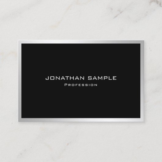 プロフェッショナルシンプルプレーンエレガントシルバー 名刺 (正面)