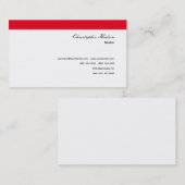 プロフェッショナルシンプルプレーン実在エステートレッドホワイト 名刺 (正面/裏面)