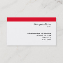プロフェッショナルシンプルプレーン実在エステートレッドホワイト 名刺