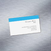 プロフェッショナルシンプルプレーン実在エテートブルーホワイト マグネット名刺 (インサイチュ)