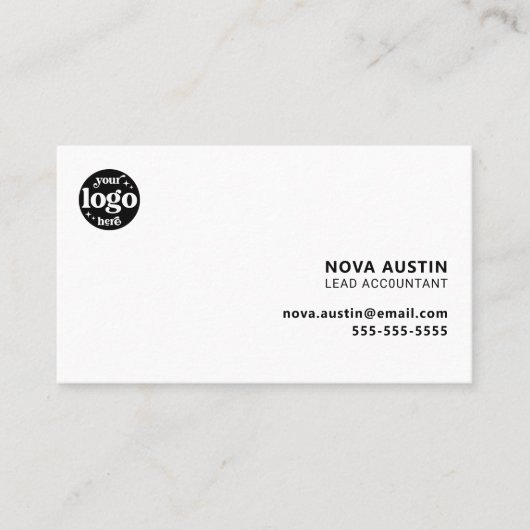 プロフェッショナルシンプルホワイトロミニマルゴ付きデザイン 名刺 (正面)