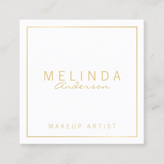 プロフェッショナルシンプルホワモダンイトと金ゴールド スクエア名刺 (正面)