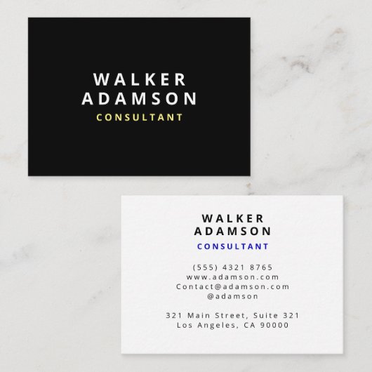 プロフェッショナルシンプルミニマリストホワイトブラック 名刺 (正面/裏面)