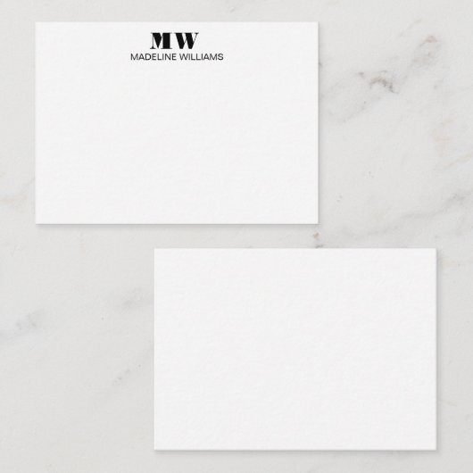 プロフェッショナルシンプルミニマリストモノグラムビジネス ノートカード (正面/裏面)