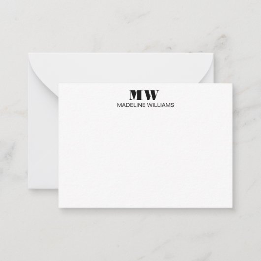 プロフェッショナルシンプルミニマリストモノグラムビジネス ノートカード (正面)