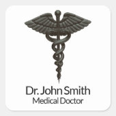 プロフェッショナルシンプルメディカルカドゥセウス白黒 スクエアシール (正面)