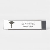 プロフェッショナルシンプルメディカルカドゥセウス白黒 デスクネームプレート (正面)