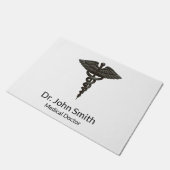 プロフェッショナルシンプルメディカルカドゥセウス白黒 ドアマット (アングル)