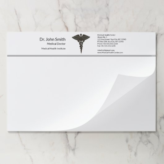 プロフェッショナルシンプルメディカルカドゥセウス白黒 ペーパーパッド (折り畳み)