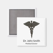 プロフェッショナルシンプルメディカルカドゥセウス白黒 マグネット (正面/裏面)