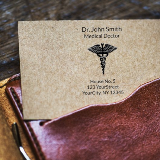 プロフェッショナルシンプルメディカルカドゥセウス白黒 ラバースタンプ