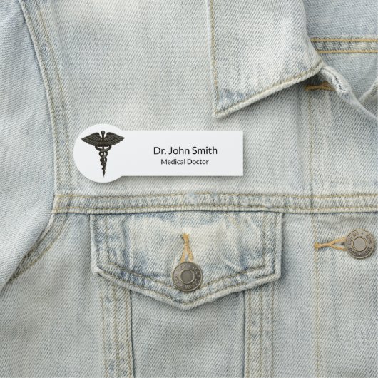 プロフェッショナルシンプルメディカルカドゥセウス白黒 名札 (インサイチュ)