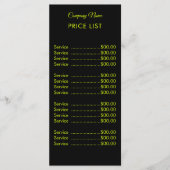 プロフェッショナルシンプルモダンチャートリーズ価格表 メニュー (正面)