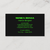 プロフェッショナルシンプルモダンネオングリーンブラック 名刺 (裏面)