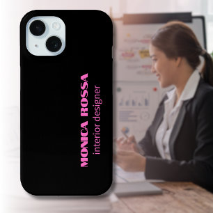 プロフェッショナルシンプルモダンネオンピンクブラック iPhone 16ケース