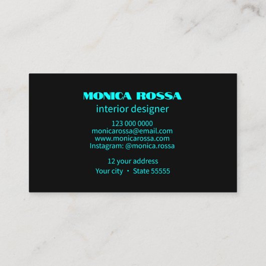 プロフェッショナルシンプルモダンネオンブルーブラック 名刺 (裏面)