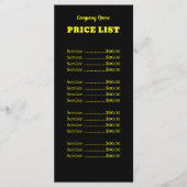 プロフェッショナルシンプルモダンネオン黄色の価格表 メニュー (正面)
