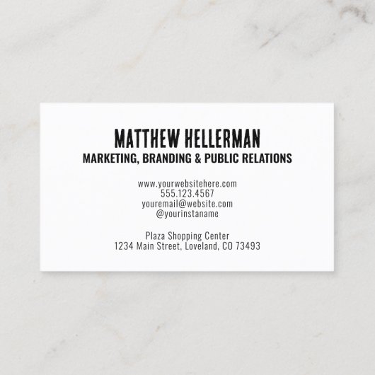 プロフェッショナルシンプルモダン白黒モノグラム 名刺 (裏面)