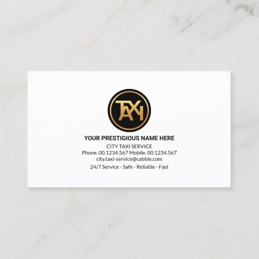 プロフェッショナルシンプルモノグラムイエロータクシー 名刺 (裏面)