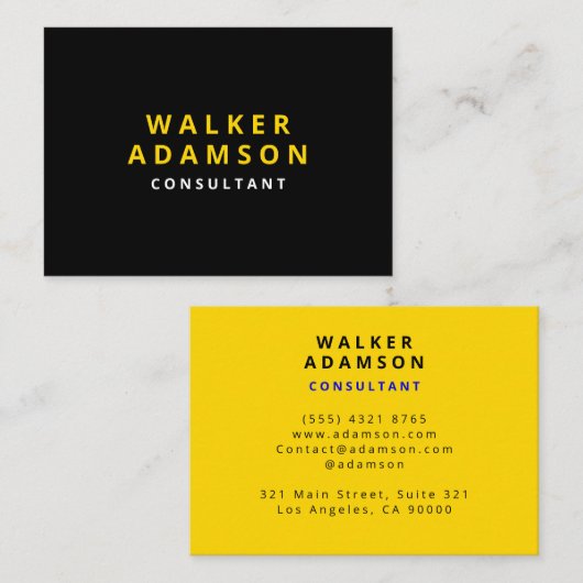 プロフェッショナルシンプルラグジュアリー金ゴールド&ブラック 名刺 (正面/裏面)