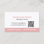 プロフェッショナルシンプルロゴの濃いピンクのホワイトQRコード 名刺 (裏面)