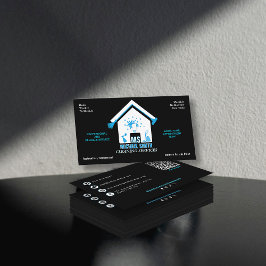 プロフェッショナルシンプルロゴ清掃サービスブラック 名刺