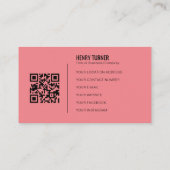 プロフェッショナルシンプルロゴQRコードピンク会社 名刺 (裏面)