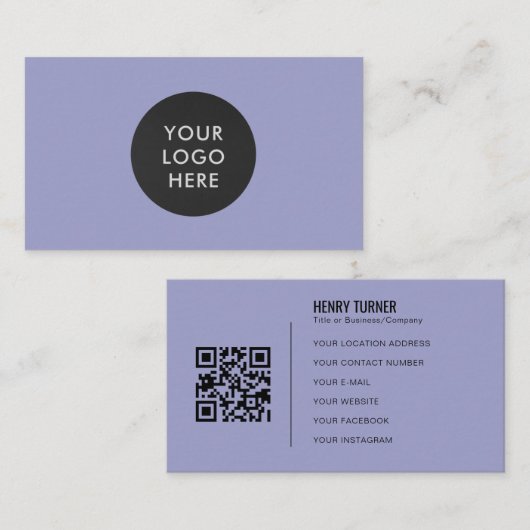 プロフェッショナルシンプルロゴQRコードラベンダー会社 名刺 (正面/裏面)