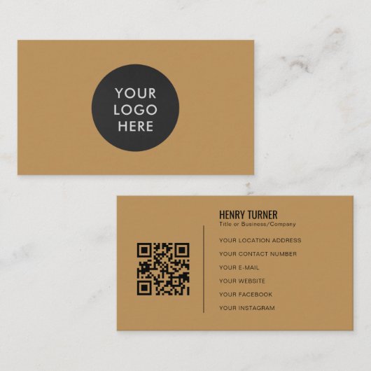 プロフェッショナルシンプルロゴQRコード金ゴールド会社 名刺 (正面/裏面)
