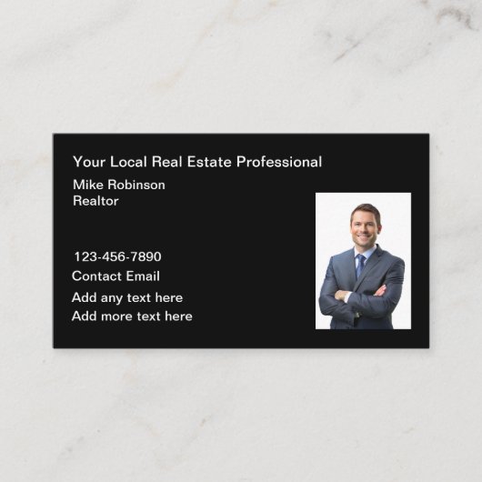 プロフェッショナルシンプル不動産仲介業者フォト名刺 名刺 (正面)