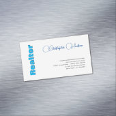 プロフェッショナルシンプル不動産仲介業者実在エステートブルーホワイト マグネット名刺 (インサイチュ)