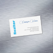 プロフェッショナルシンプル不動産仲介業者実在エステートブルーホワイト マグネット名刺 (インサイチュ)