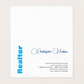 プロフェッショナルシンプル不動産仲介業者実在エステートブルーホワイト 名刺 (外部フラット)